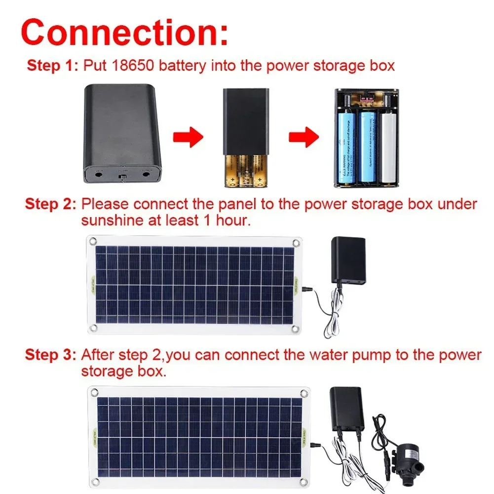 800Lh DC 12V Brushless Solar Water Pump Kits With 50W Solar Panel Double-ended Line For Pond Garden Fountain Irrigation