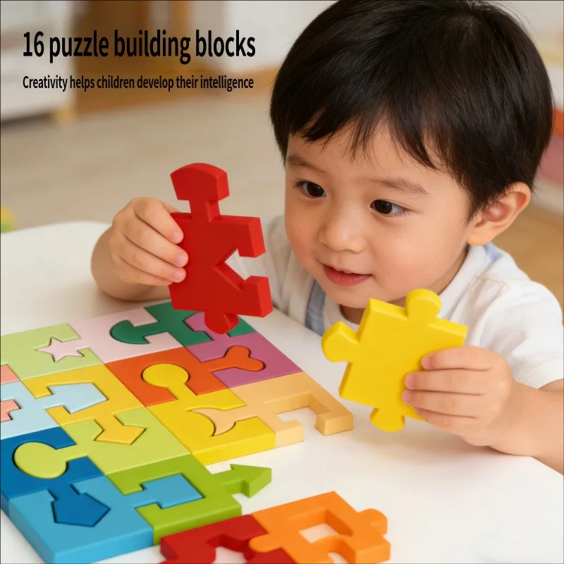 

Montessori Geometric Matching Building Blocks Hand-eye Coordination Logical Thinking Training Toy Early Learning Wooden Puzzle