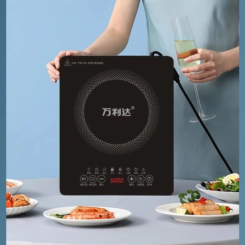 

Новая черная плоская индукционная плита 5000 Вт, мощная для дома, встроенная панель для жарки, водонепроницаемая, энергосберегающая
