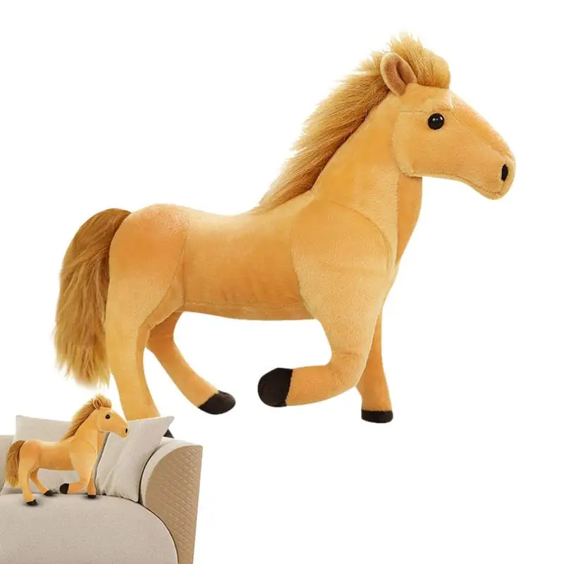 

Stuffed Pony Plush Plush Horse Toy With Fluffy Ponytail Animals Plushies Kids Creative Gifts For Living Room Photography Props