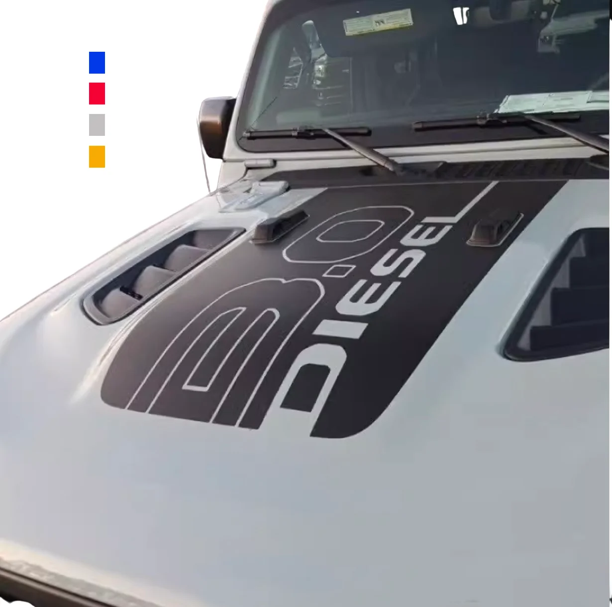 

3.0 Diesel Center Hood Sticker Graphic Bonnet Stickers Blackout Precut Vinyl for Jeep Wrangler Gladiator JL JT 2018-2024