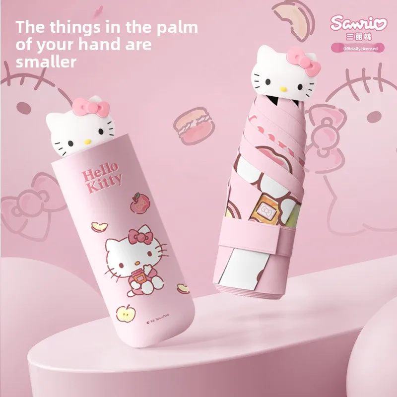 

Автоматический зонт Sanrio HelloKitty с мультяшным дизайном, двойного назначения для солнечных и дождливых дней, зонт-парасоль.