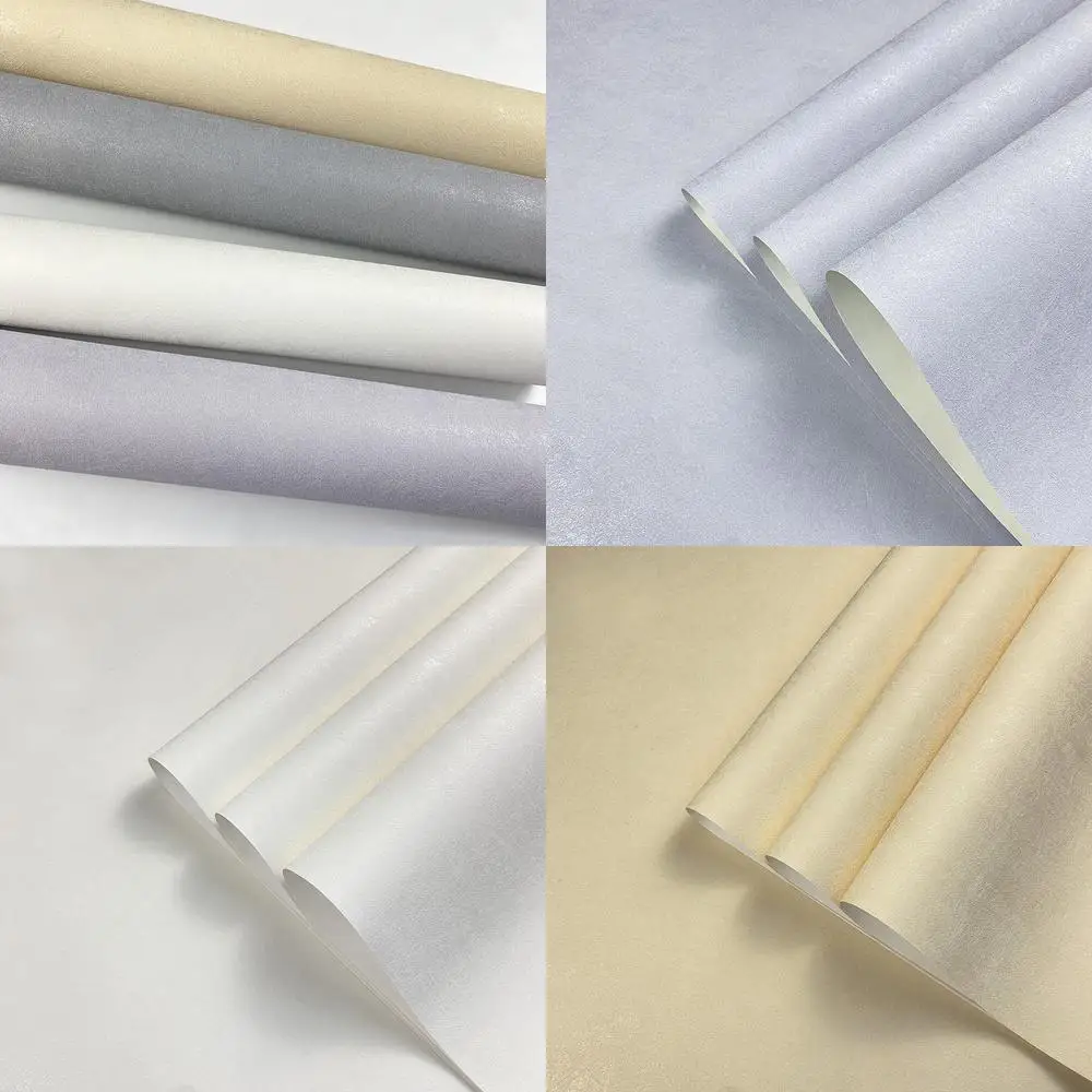 

Minimalist Modern Solid Color Silk Texture PVC Wallpaper Beige Bedroom Feature Wall Home Decor Room Wallpaper