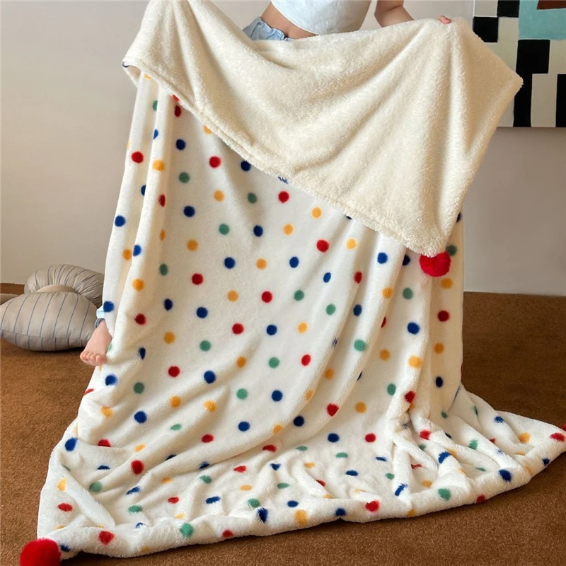 

Cute Plush Blanket Winter Thickened Warm Double-sided Portable Bowknot Blanket Single and Double Car Sofa Blanket Soft Bedding