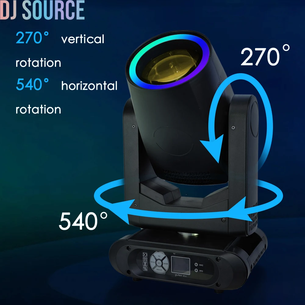 LED 300W Beam Moving Head Light With Ring Gobo Focus Atomization Effect DMX512 For DJ Disco Club Xmas Satge Lighting Effect