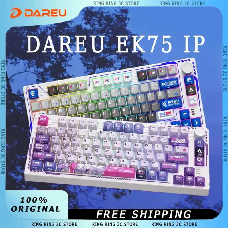 

Dareu Ek75 Wireless Bluetooth Mechanical Keyboard with Knob Original IP 3-Mode RGB Gasekt Hot Swap Customized Gaming Keyboard