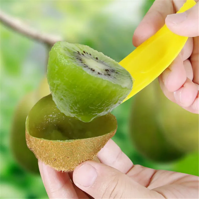 6 pcs/set 2 in 1 Kiwi Mini Plastic Spoon Fruit Knife Slicer Peeler Cutter With Hole