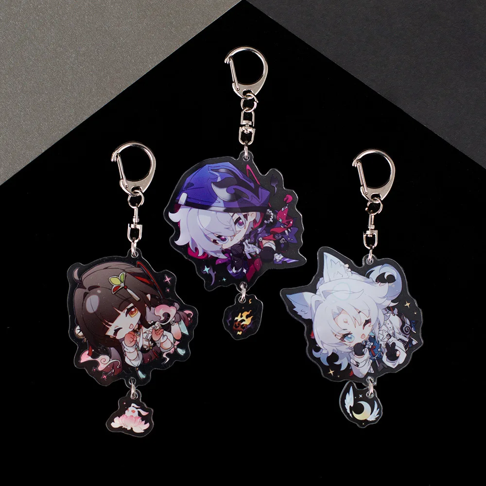 Honkai: Star Rail Anime Figures Moze Feixiao Lingsha Cosplay Acrylic Key Chains Kawaii Bag Pendant Decor Fans Collection Gift