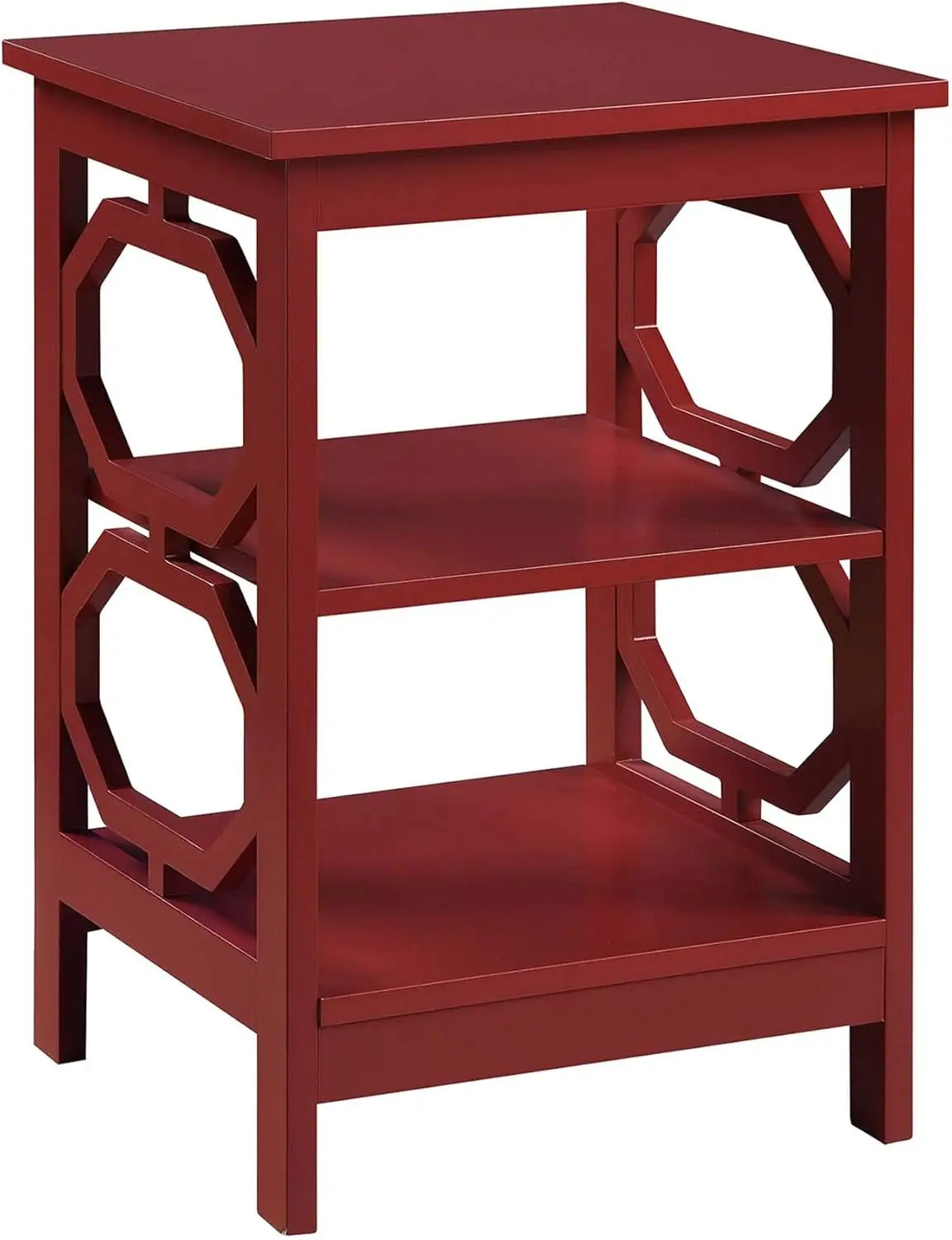 

Omega End Table with Shelves, Cranberry Red