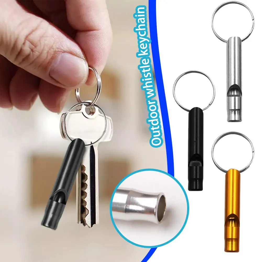 Mini Metal Whistle Pendant Keychain, Alta Decibel, Chamada ao ar livre, Portátil, Sobrevivência, Emergência, Camping Ferramenta, Treinamento de Árbitro