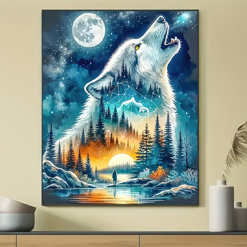 

500/1000/1200/2000PCS Puzzles for Adults Night Wolf Forest Scenery Under Moonlight,Jigsaw Puzzles Brain Games Gifts Home Decor