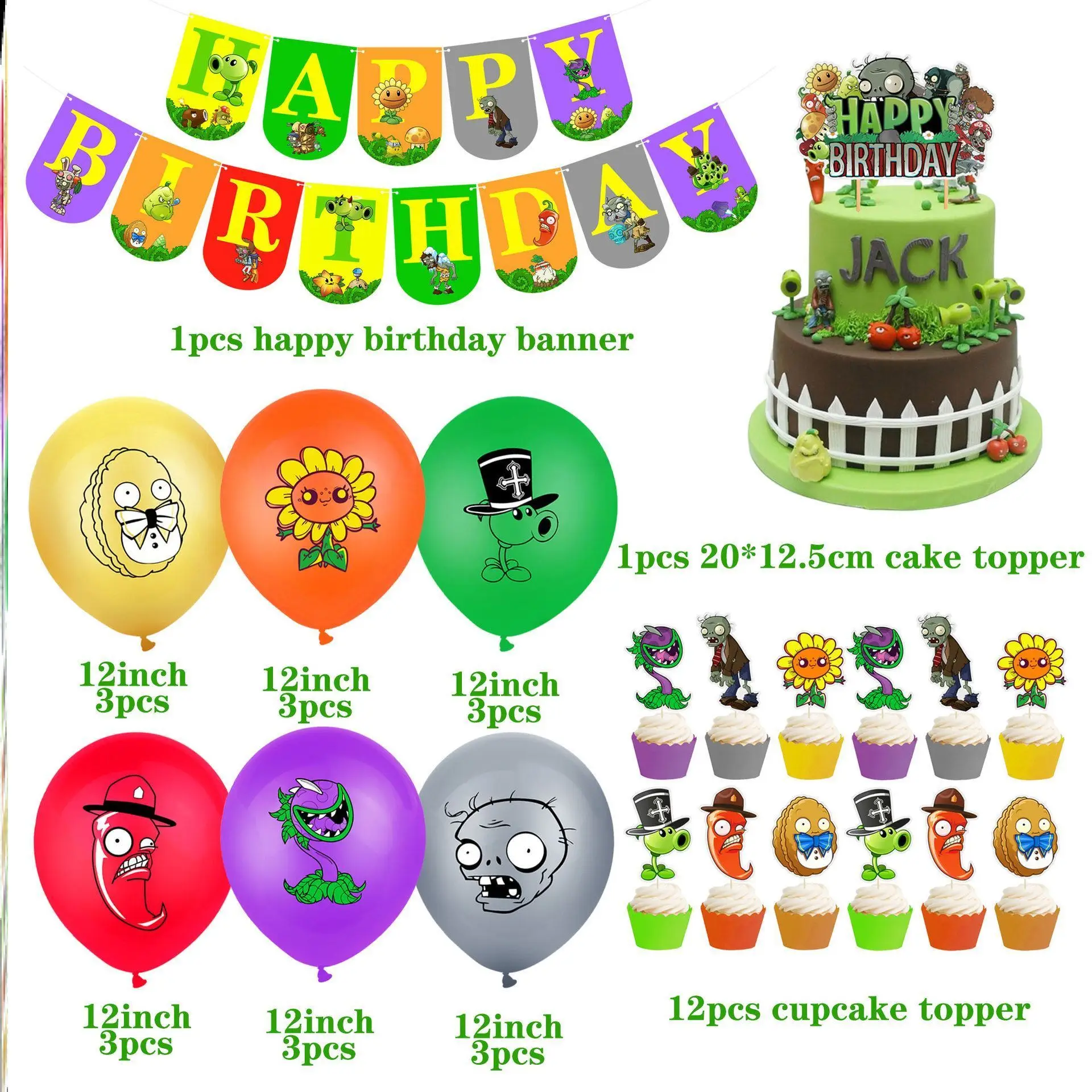 Plants Vs Zombies Birthday Themed Balloon Children's Body Party Decorations Scene Layout Background Wall