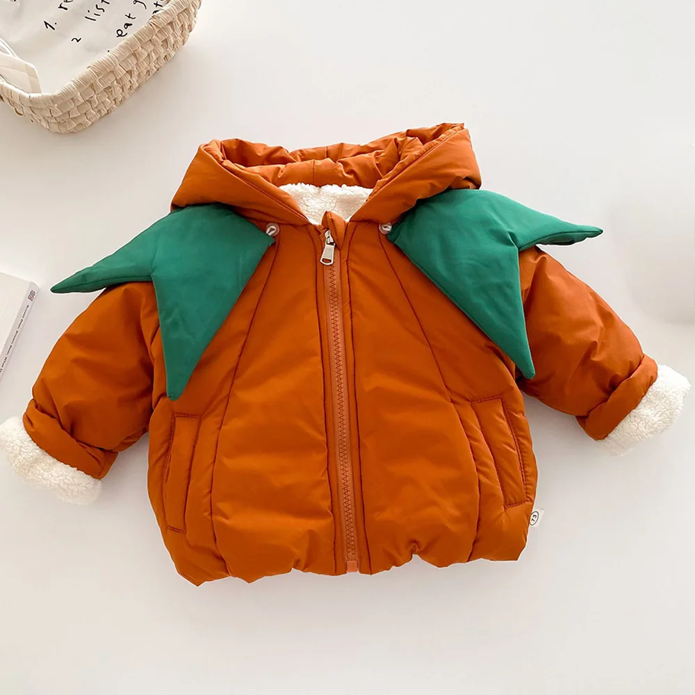 Baby Boy Jacket Winter Fleece Hooded Solid Color Fashion Toddler Coats Thanksgiving Christmas Baby Outerwear Clothes