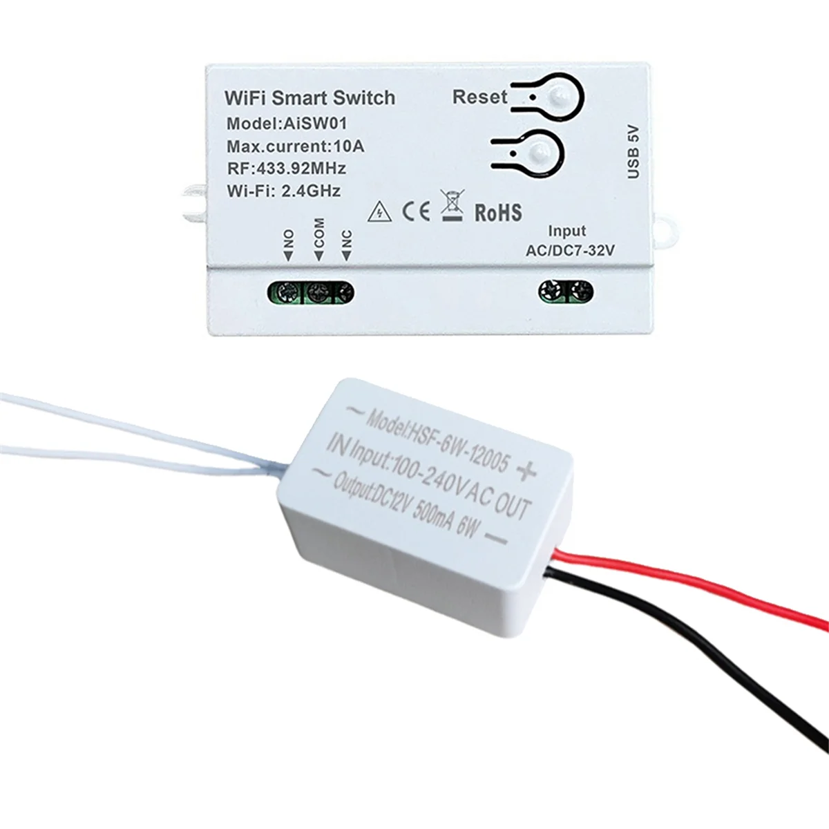 BAAQ Per WiFi Smart Switch timer fai da te 7-32V telecomando intelligente + convertitore WIFI + modulo domotico RF433