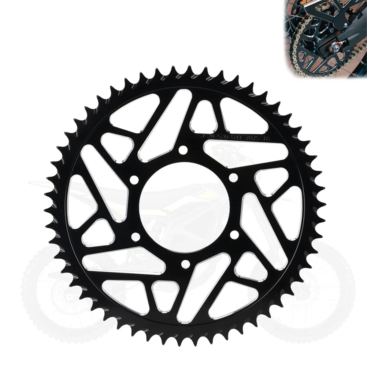 54T Chain Sprocket Rear Sprocket for Surron Ultra Bee,Aluminum Alloy Powersports Drive Sprockets Black