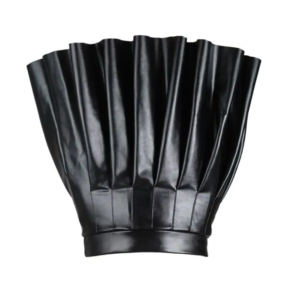 فوق الركبة طول تنورة صغيرة 2025 المرأة مطوي تنورة فو الجلود عالية الخصر ألف خط فضفاض هيم كلوبوير تنورة رقص الحفلات