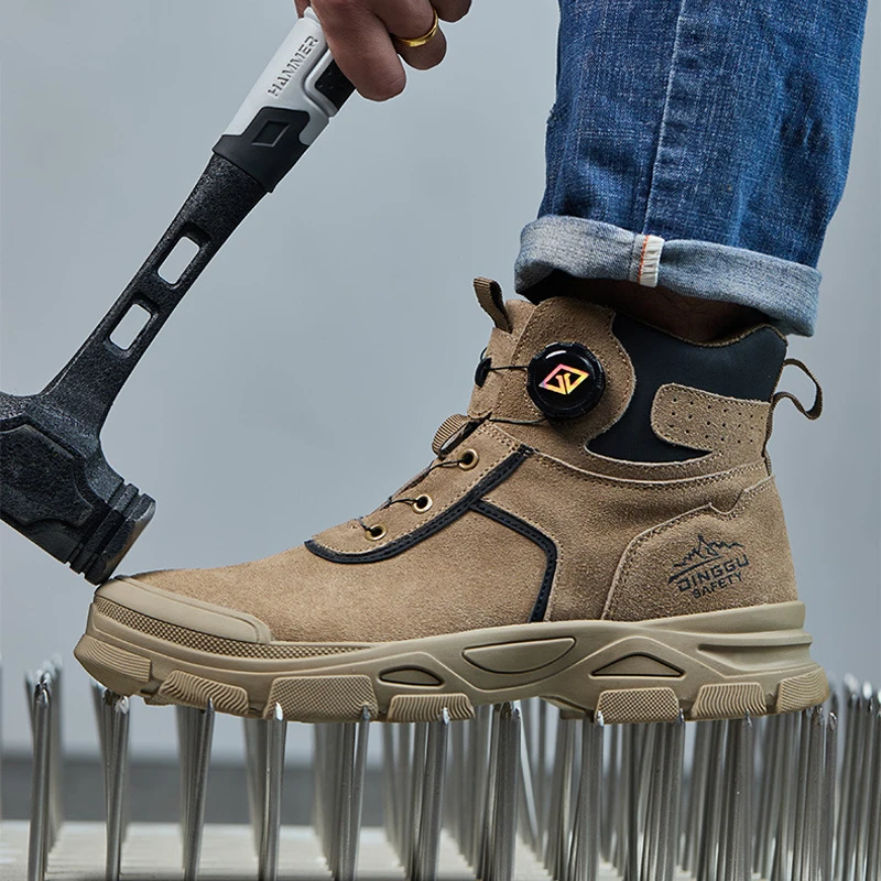 Quality Suede Cowhide Work Boots Steel Toe Shoes Safety Protection Boots Indestructible Shoes Anti-smas Anti Scald Welding Boots