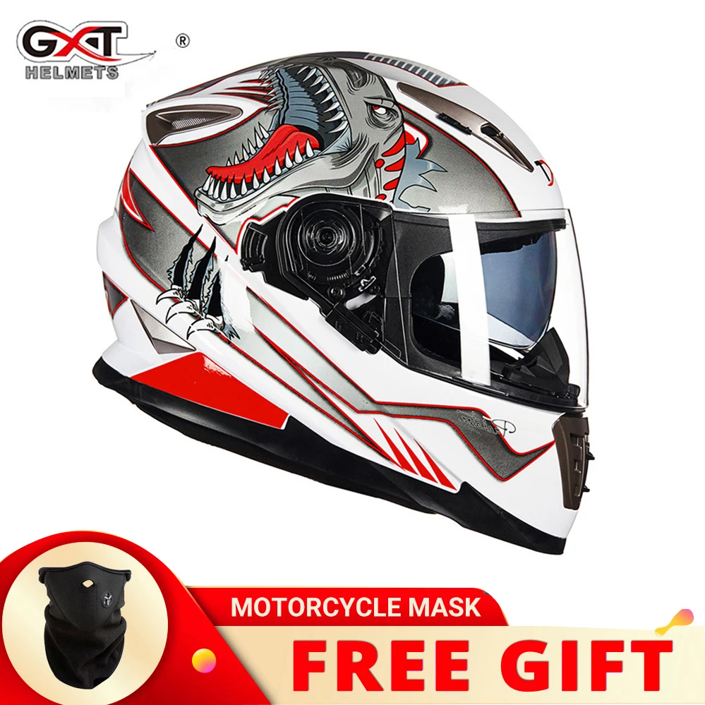 GXT-Casque de moto intégral Clown, lentille solaire intérieure, casque de motocross, sécurité légère, vélo de rue, conduite rapide