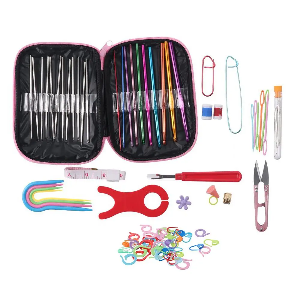 

Plastic and stainless steel Aluminum Crochet Hooks Multicolor Ergonomic Knitting Needles Crochet Hooks with Storage Case