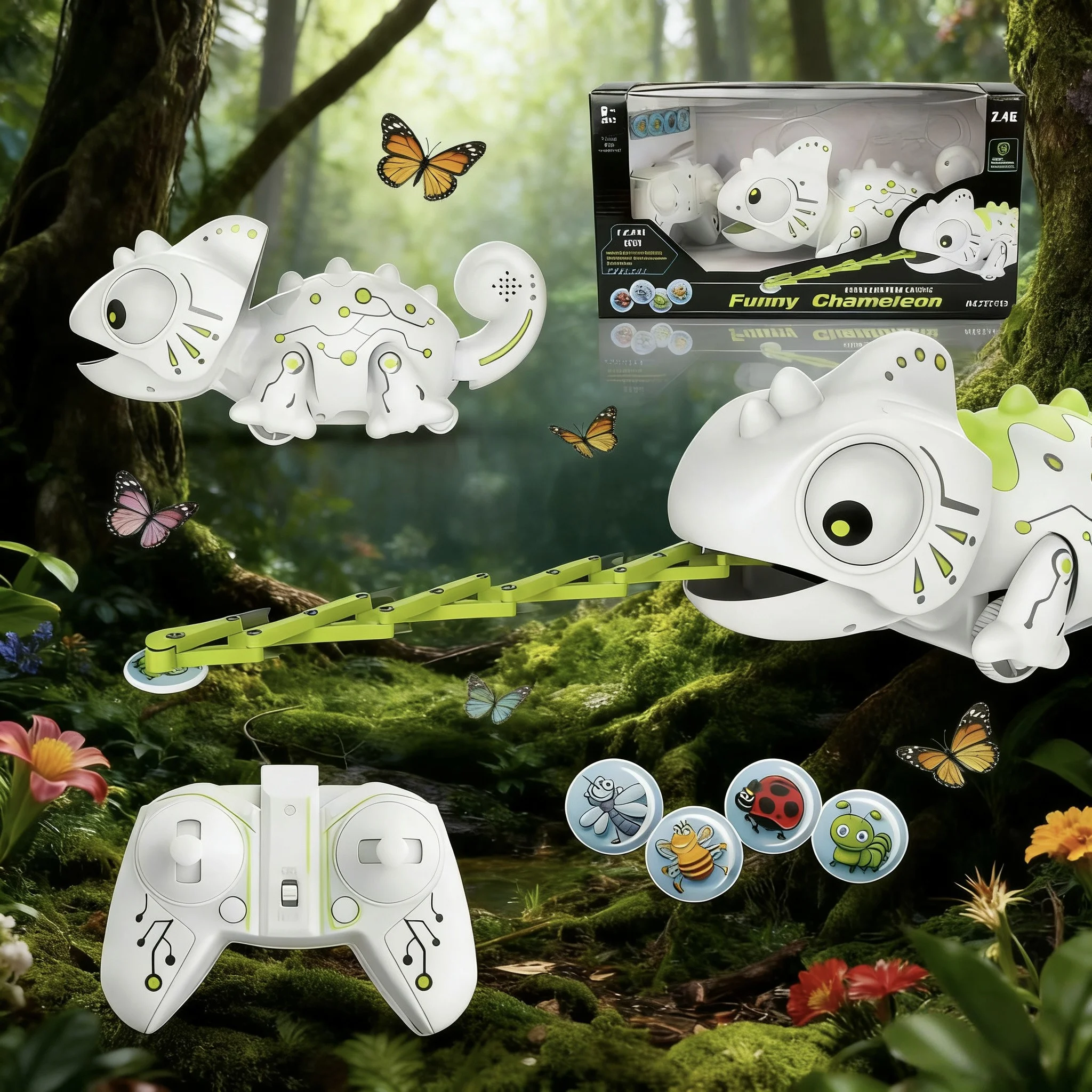 RC Chameleon 2.4G Intelligent Dinobot Toy Remote Control Electric Lizard Pet Car Robot Animal Gift for Kids