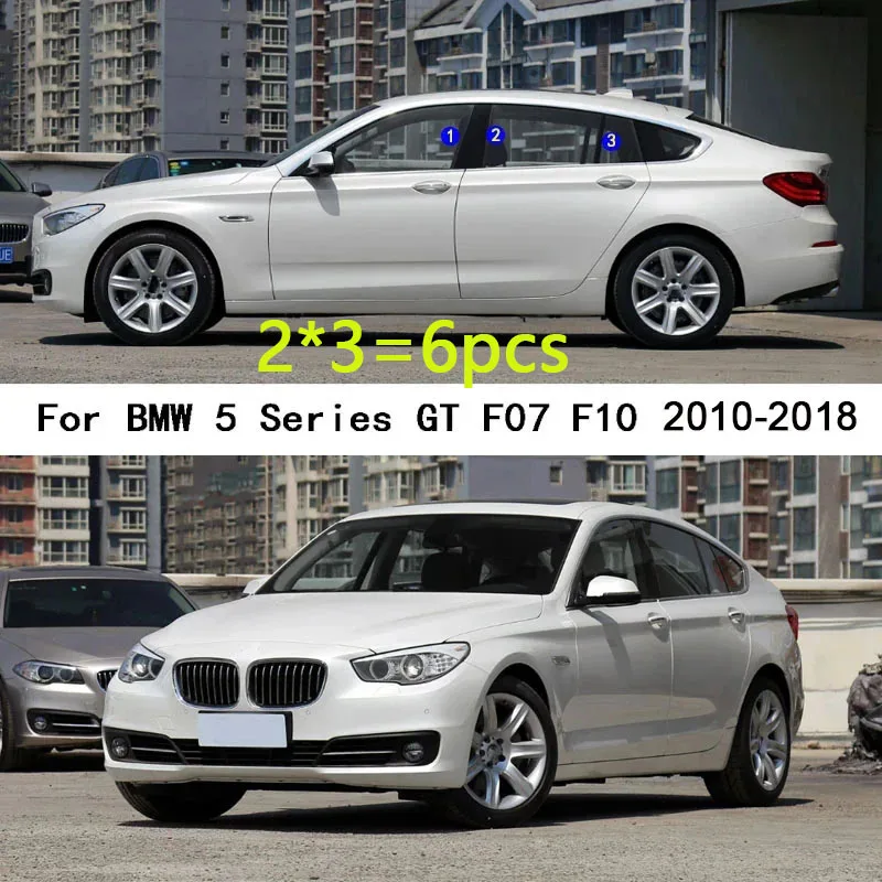 Car TPU/Glossy Mirror Pillar Post Cover For BMW 5 Series GT F07 F10 2010 2011 2012 2013 2014 2015 2016-2018 Stickers Plate 6PCS