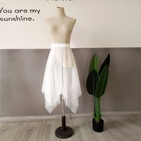 2023 Hot Fashion Petticoat Summer  Sheer Layer Long Black White Tulle Lace Mesh Skirt Women Underskirt  Skirt