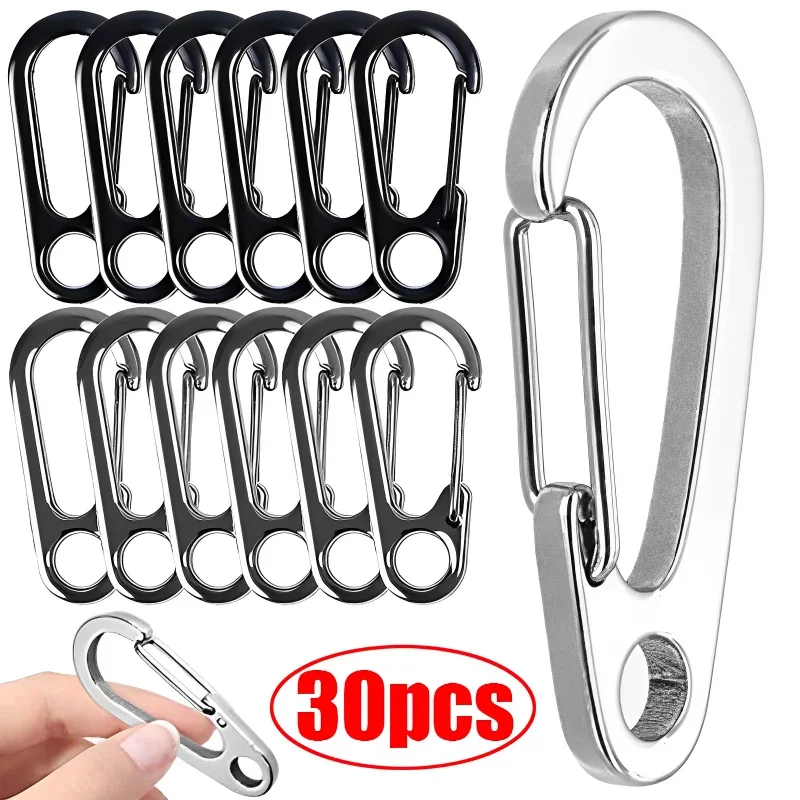 10/20/30Pcs D Carabiner D-Ring Key Chain Spring Clips Mini Aluminium Alloy Hang Buckle Survival EDC Gear Camping Keyring Tool