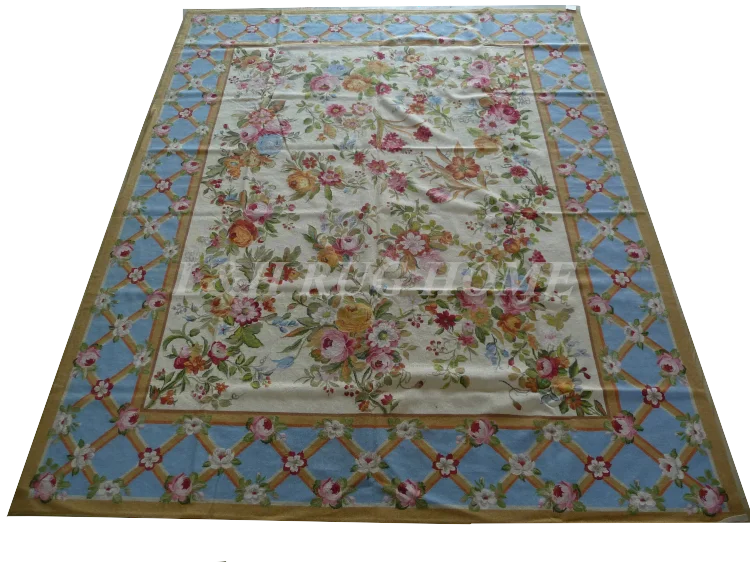 Free Shipping 8'x10' Needlepoint Carpets Hand Knotted Handmade Rugs for home decoration