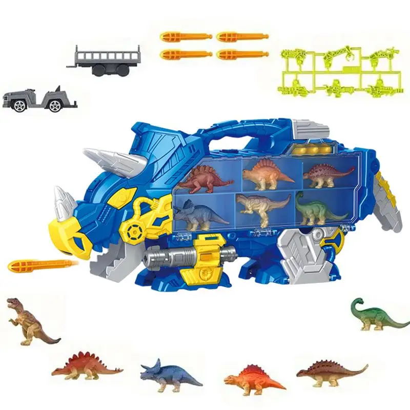 Kids Dinosaur Truck Set Dinosaur Truck Large Friction Powered Truck Toy Colorful Truck Set With Dinosaur Toys Portable Vehicle