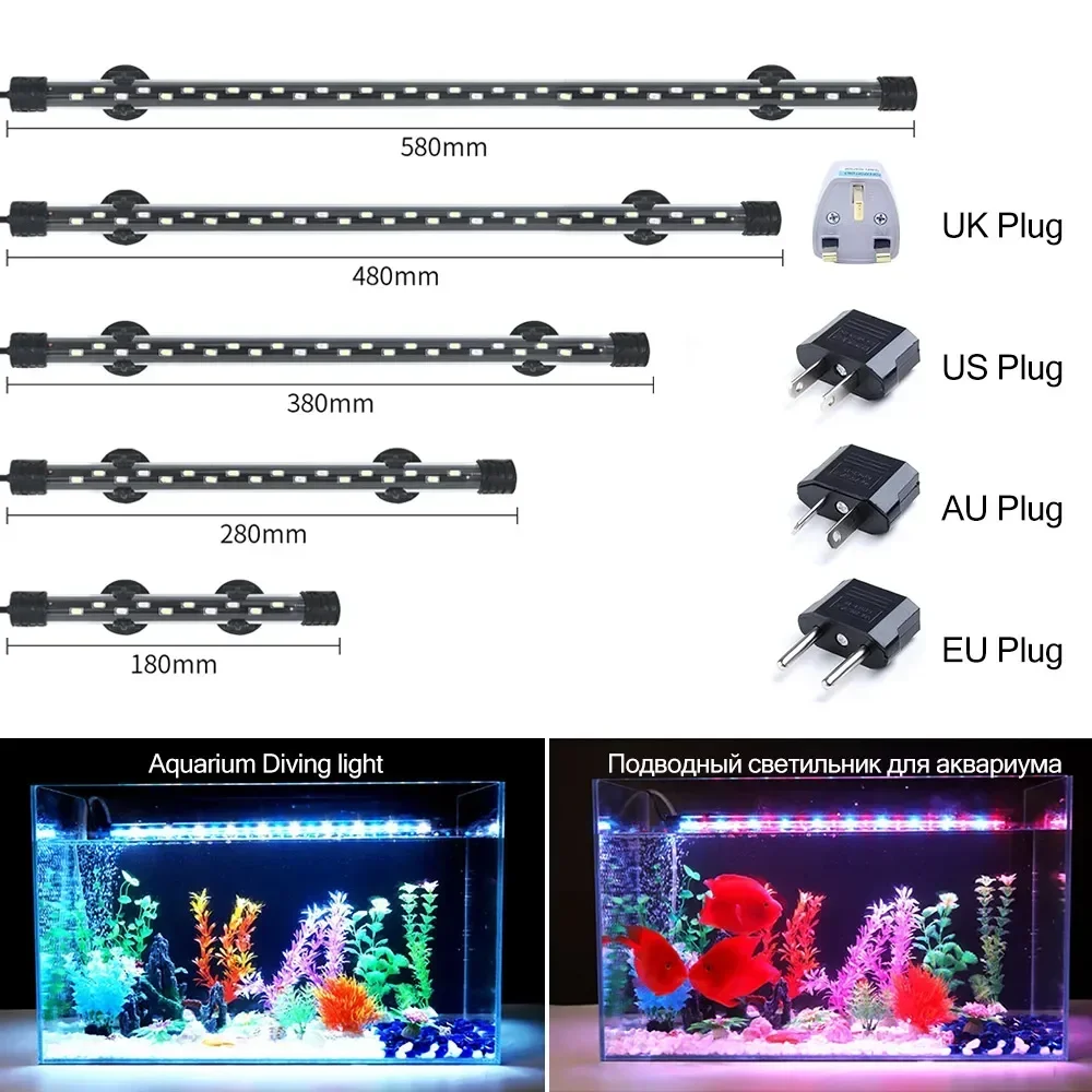 90-260V Underwater Decorate Lighting Aquarium Light LED Waterproof Clip Light Submersible Lamp Plant Grow Lamp Aesthetic Design