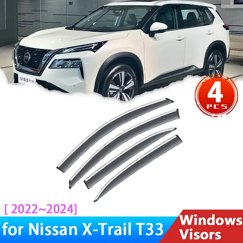 Car Window Visor For Nissan X-Trail X Trail XTrai T33 Rogue 2022 2023 2024 Rain Guard Deflector Windshields Awning Cover Auto 