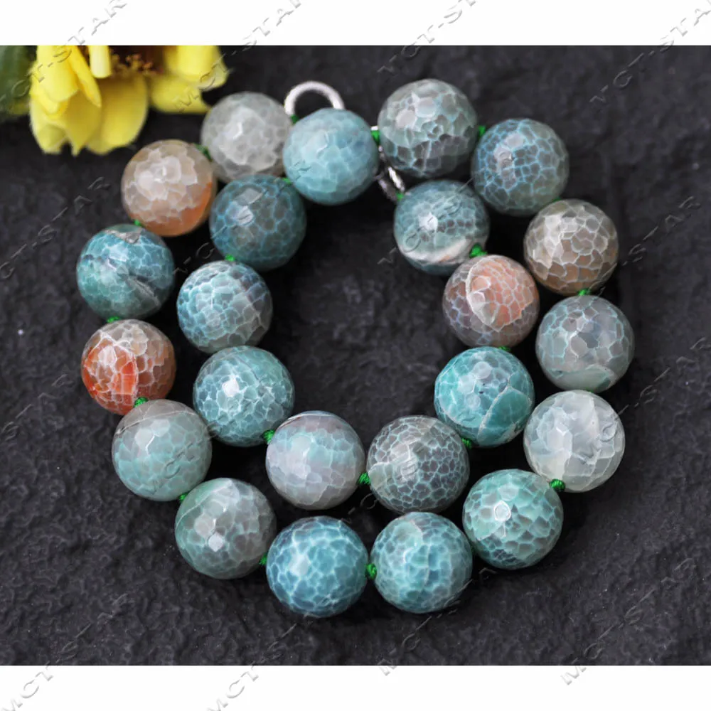

Z14135 Big 20" 20mm Blue & Green (Summer Colorful) Mixed Round Faceted Fire Agate Necklace