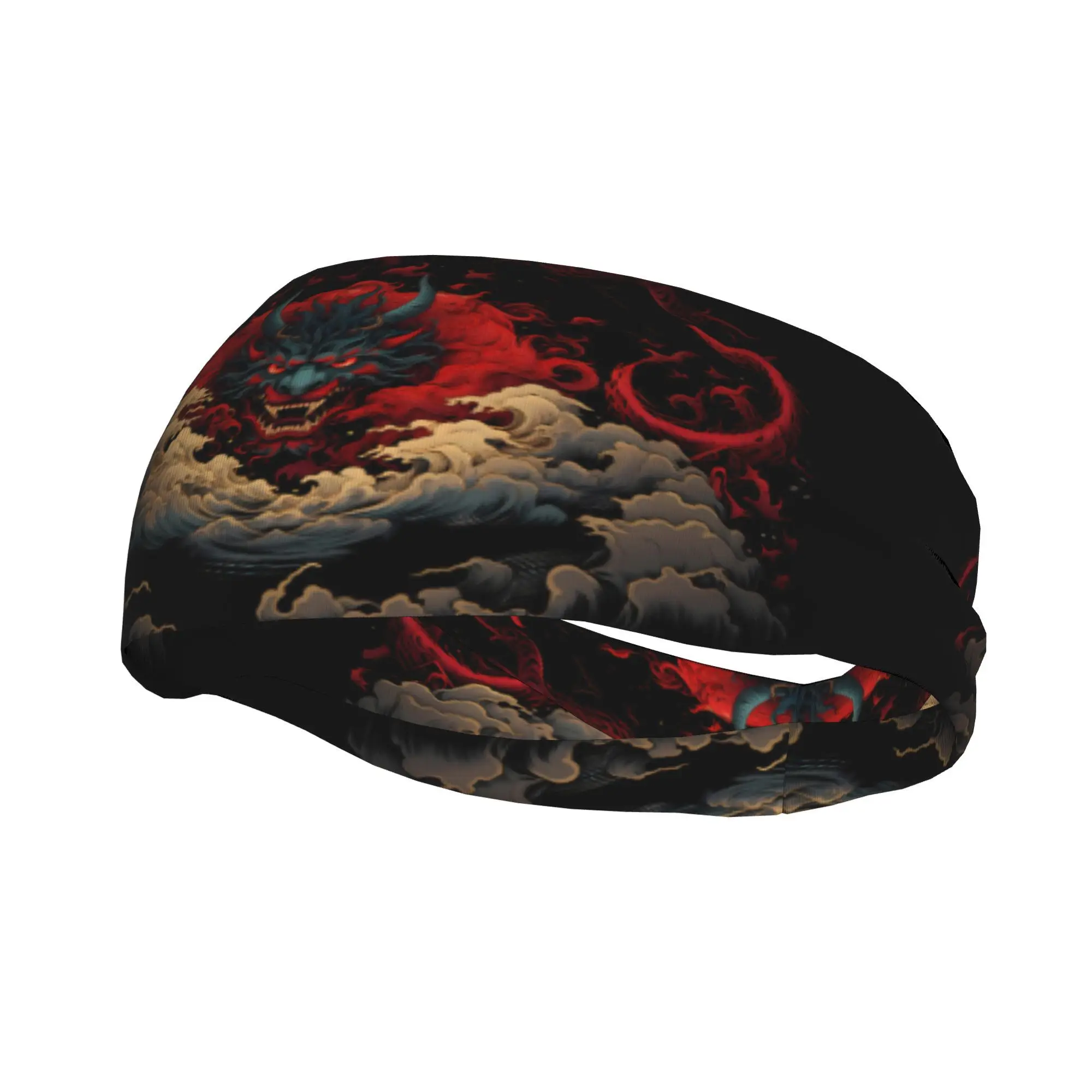 

Dragon Clouds Sports Headband Chinese New Year Themed Athletic Headwear Dragon Motif Cloud Design for Gym Cultural Events