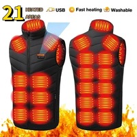 21 Zone Heating Vest Mens USB Infrared Thermal Jacket Smart Heated Clothes New Winter Cold-proof Thick Sleeveless Coat Hiking