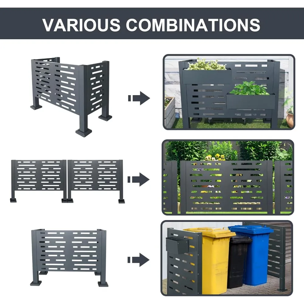 Recinzione per condizionatore d'aria da 3 piedi x 2 piedi Unità esterne Copertura per recinzione privacy in metallo Nascondi unità di climatizzazione Pannelli a 3 recinzioni 40,25''