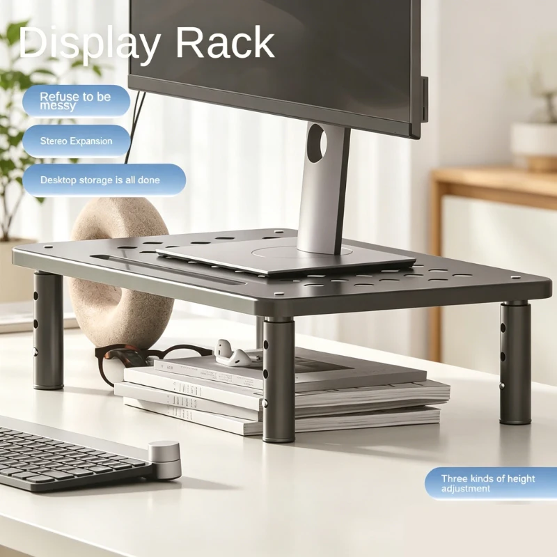 Adjustable Computer Rack, Telescopic Monitor Holder, Elevated Screen Stand to Relieve Neck Fatigue, Practical Office Storage Sup