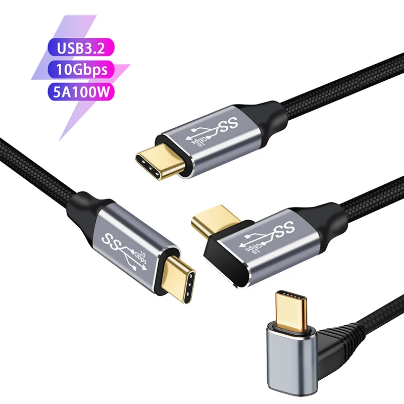 

USB C 10Gbps Data Line Type-C Male To Male 5A 100W Fast Charging 4K@60Hz UHD Video Cable for Macbook Laptop PC Phone SteamDeck