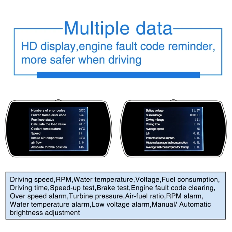 4.3 Inch HD TFT Digital Speed Projector P12 Car OBD2 Head Up Display Digital Speedometer Voltage Fuel Consumption Alarm