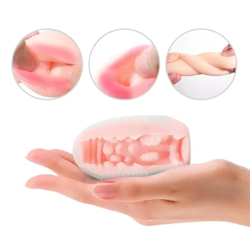 Egg Portable Stimulator Penis Massager Soft Rubber Adult Sex Toys for Men Realistic Vagina Pocket Pussy Mini Cups Masturbator view 5