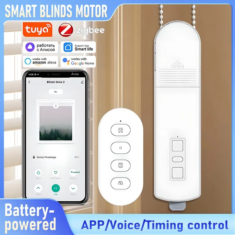 

Tuya Zigbee Electric Rolloer Blinds Motor Smart Curtains with Automatic Lift and Lower Function App/Voice Control Home Assistant