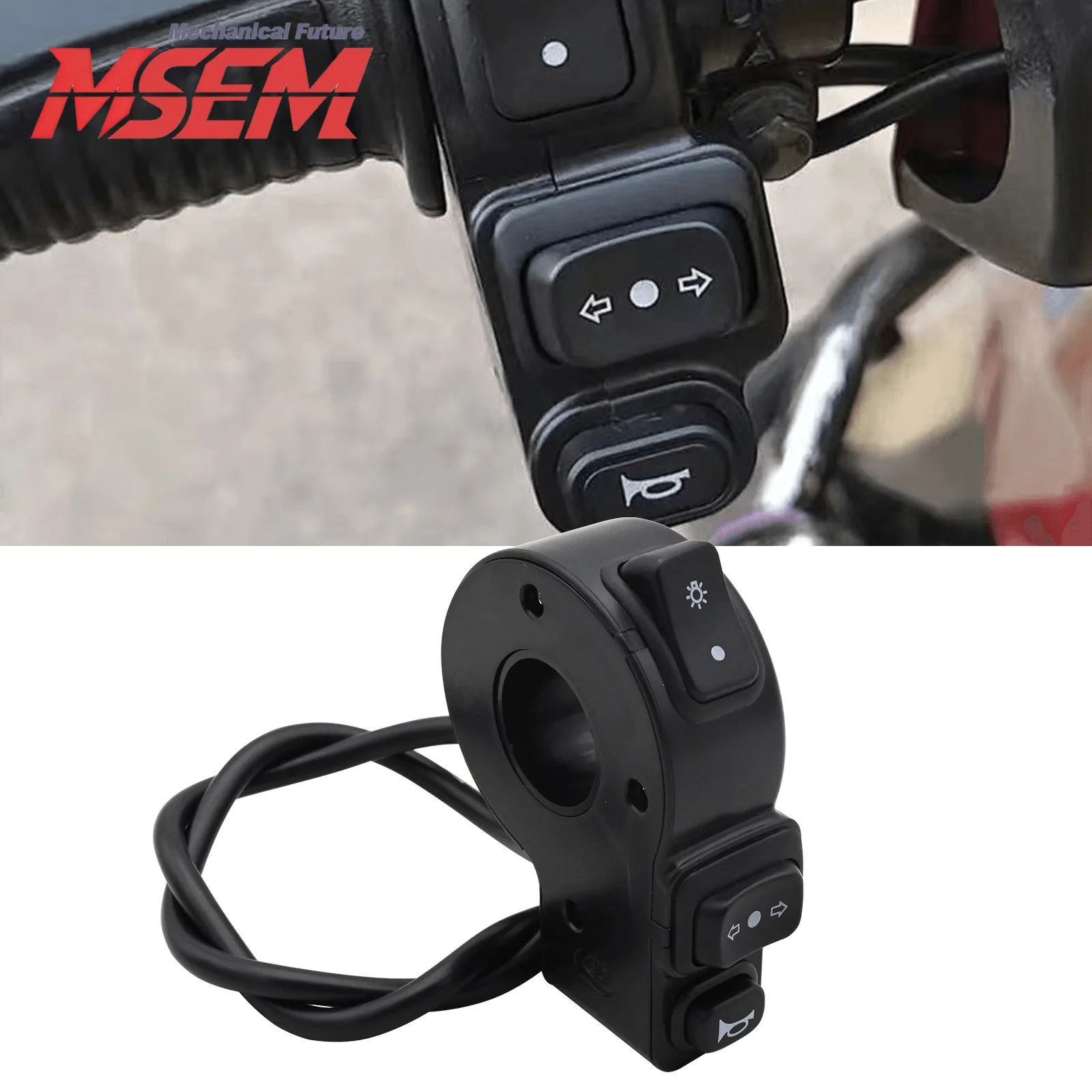 Image of Universeller 3-in-1-Motorradschalter, ATV-Quad-Scheinwerfer, Blinker, Hupe, EIN/AUS-Taste für Honda, Suzuki, Kawasaki, 22-mm-Lenker