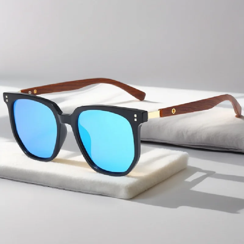 2025 tawny shades for women vintage wood grain legs ice blue cat eye glasses Unisex fashion shade