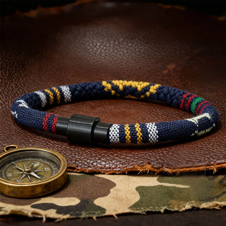 Pulsera tejida bohemia para hombre, pulsera de cuerda trenzada colorida, cierre de aleación magnética, estilo étnico de Surf, regalos de Festival para él
