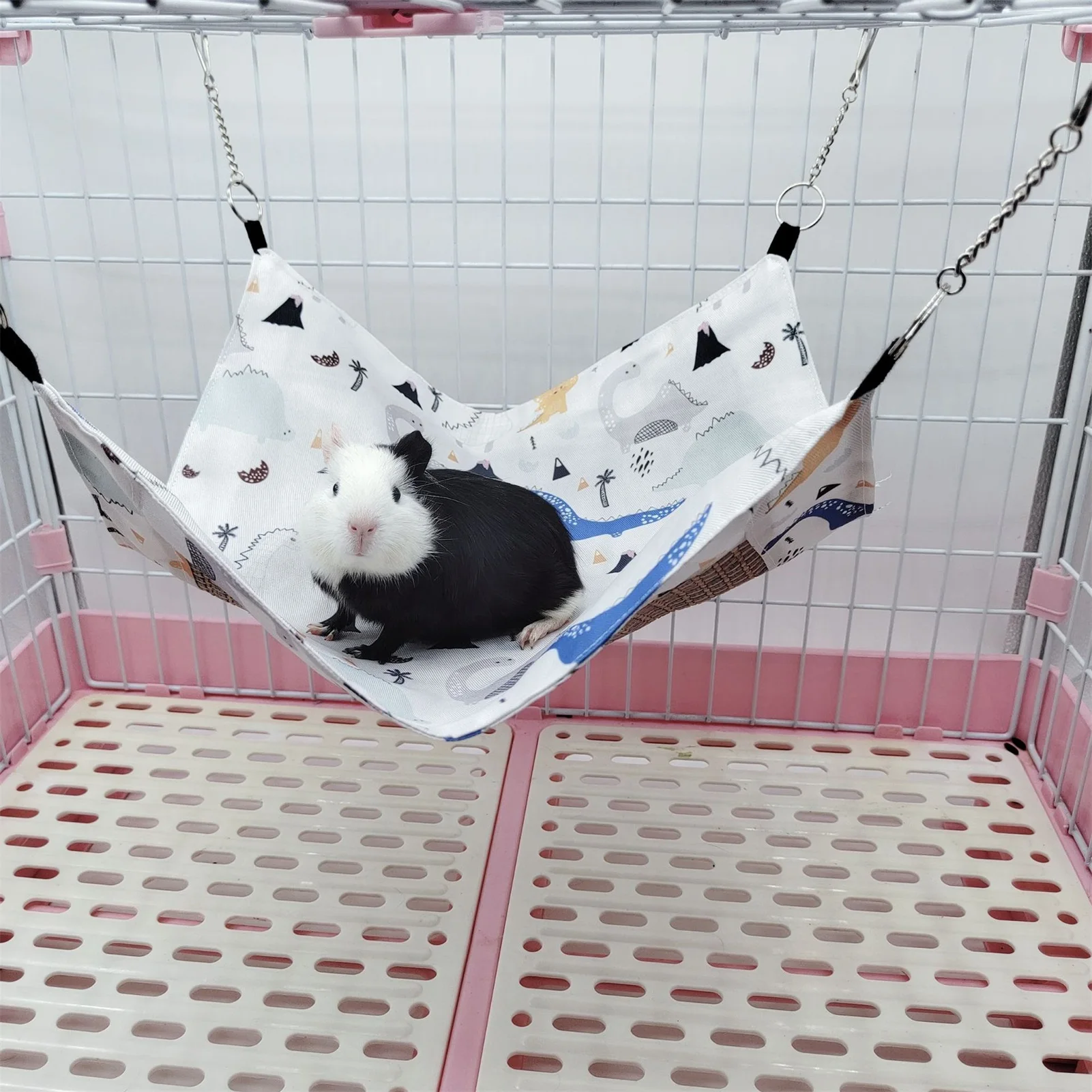 Cat Rabbit Hammock 13.77in Ferret Puppy Sleepy Pad Pets Cage Hammock Indoor Sleeping Mat With Dinosaur Graffiti