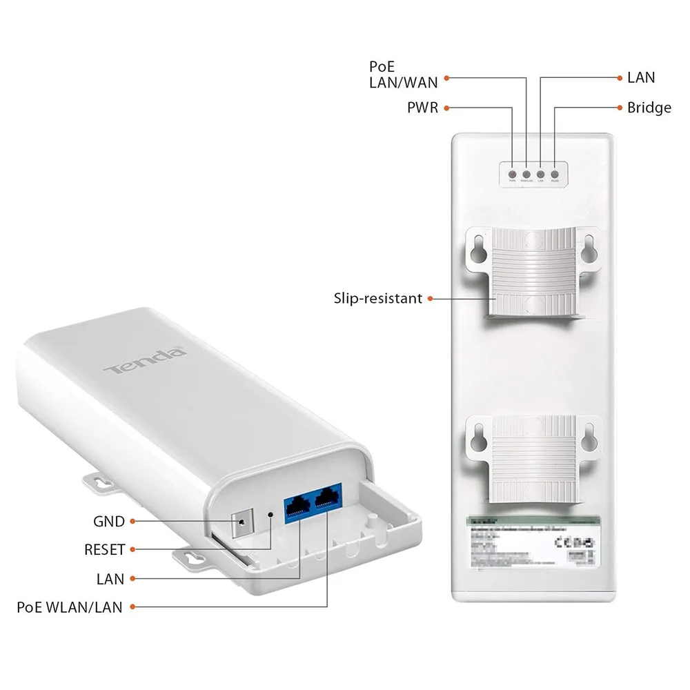 Tenda O3 2.4GHz Wifi Outdoor CPE 150Mbps 12dBi 5km+ Range Wireless Bridge PoE Powered IP64 Weatherproof 6KV Lightning Protection