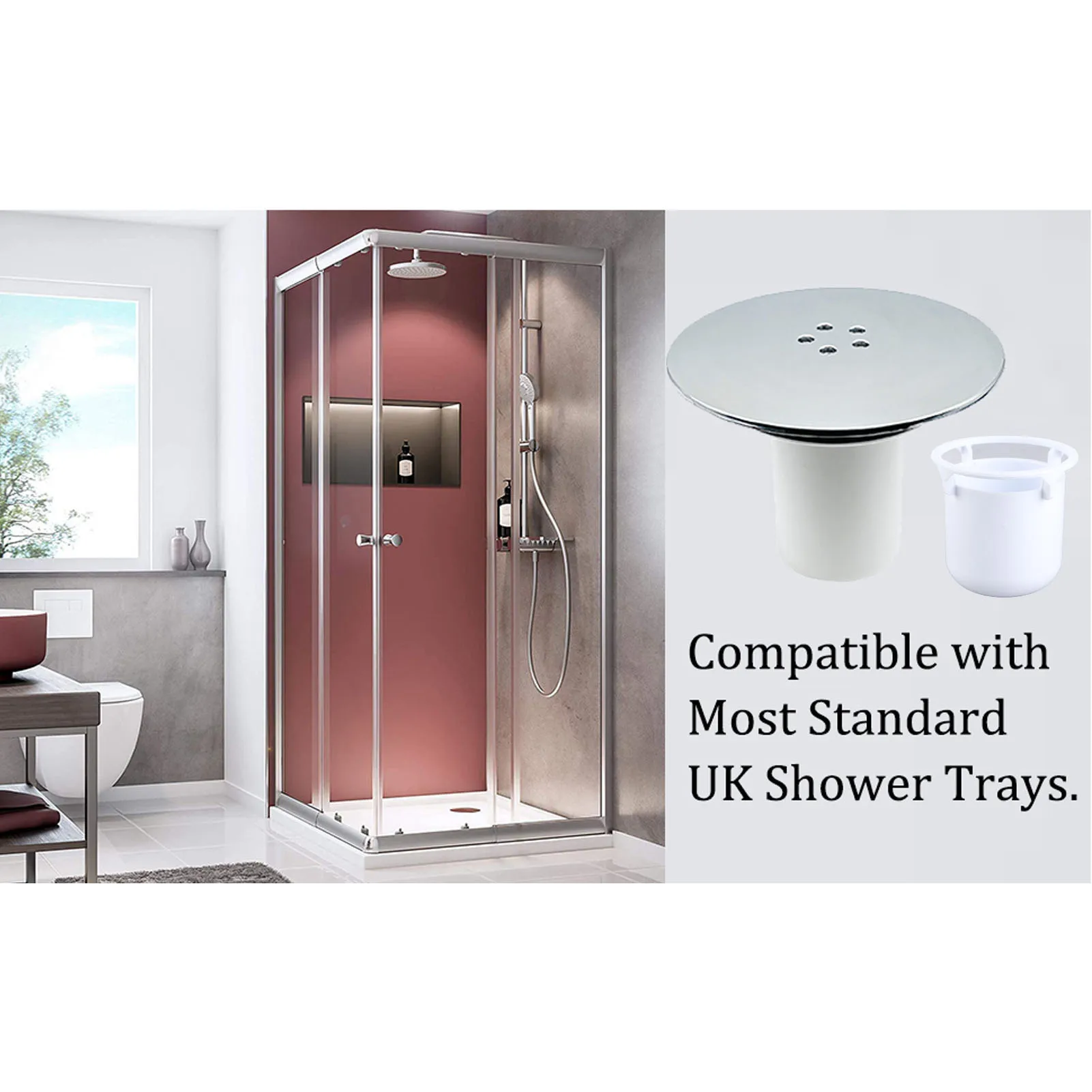 

Replacement Chromate Treatment Fast FlowShower Drain Cover Tray Waste Trap Plug Hole Cover