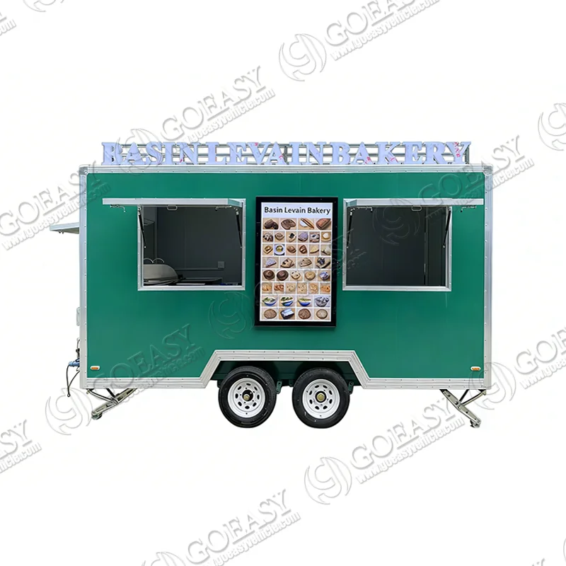 

Street Fast Food Truck Trailer Mobile Kitchen Van Ice Cream Cart Bbq Stand Hot Sale