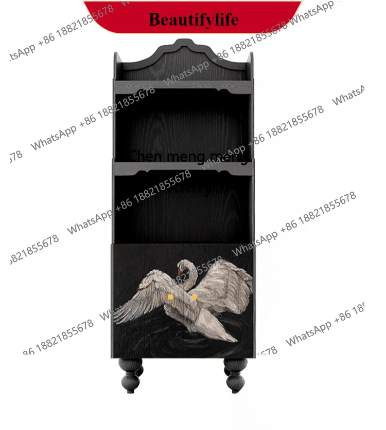 

G153 French white swan solid wood bookcase, living room wall storage, dining side cabinet, multi-layer storage decorative cabine