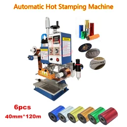 Heat Press Bronzing Machine Pneumatic Automatic Hot Foil Stamping Machine with Gilded Paper for Leather PVC Wood Embossing