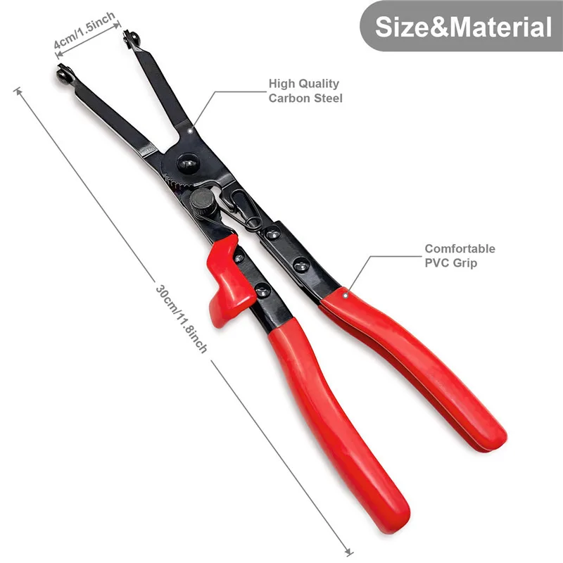 1pcsCar Tube Clamp Long Automotive Hose Clamp Pliers Straight Throat Tube Bundle Clamp Removal Tool Straight Smooth Handle Plier
